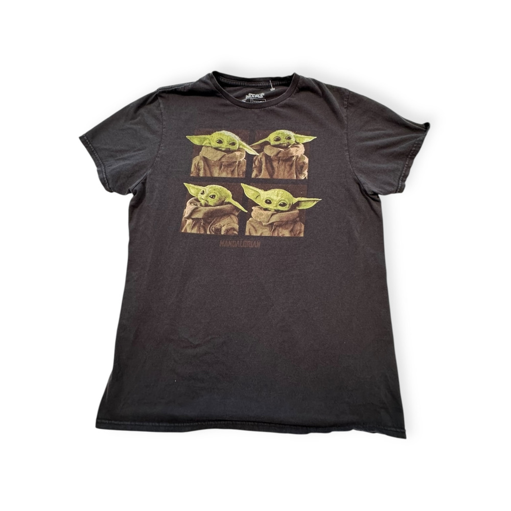 Star Wars T-Shirt Men M Black Mandalorian The Child Cotton Workwear